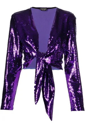 Tom Ford Tie-fastening sequinned blouse