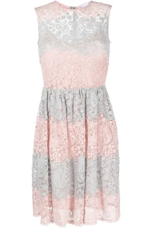 VALENTINO GARAVANI 2000s colour-block lace dress