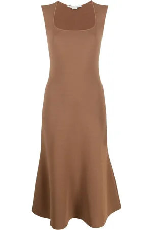Stella McCartney Square-neck sleeveless flared dress