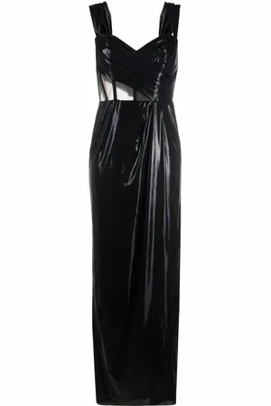 Marchesa Notte Sheer-panel sleeveless dress