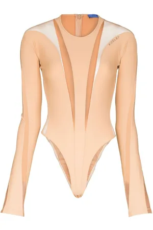 MUGLER Panelled long-sleeve sheer bodysuit