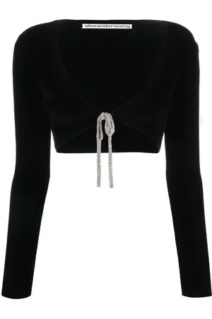 Alexander Wang Crystal-embellished cropped cardigan