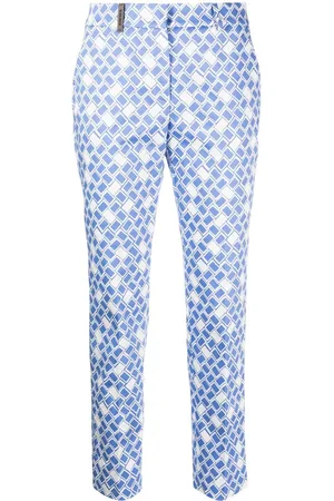 PESERICO SIGN Geometric-print slim trousers