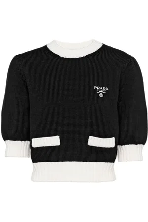 Prada Logo-embroidered cropped jumper