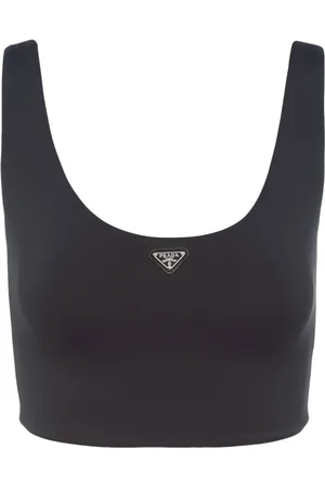 Prada Triangle-logo jersey crop top