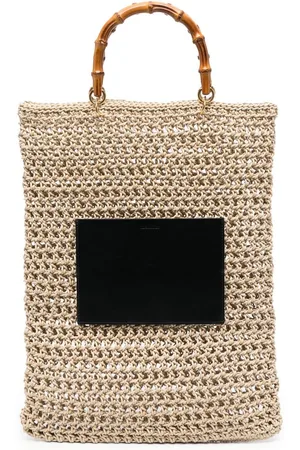 Jil Sander Woven bamboo-handle tote bag