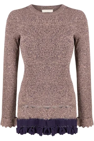ULLA JOHNSON Ribbed ruffle-trim jumper