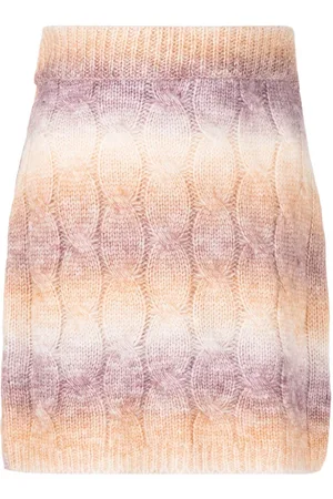 Rokh Striped cable-knit mini skirt