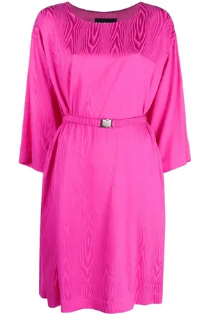 Moschino Belted-waist long-sleeve dress