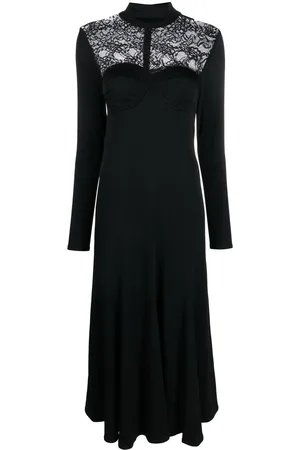 FAITH CONNEXION Lace-trim long-sleeved maxi dress