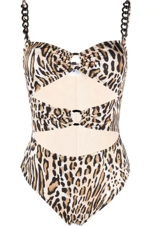 Moschino Leopard-print chain-link swimsuit