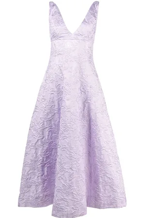 Serafini Floral-jacquard V-neck dress