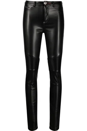 Philipp Plein Ribbed-knee high-waist leggings