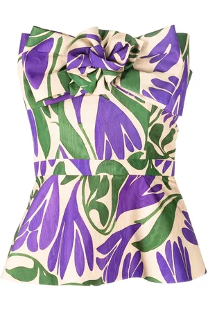 Bambah Floral-print bow-detail peplum top