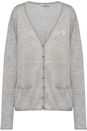 Prada Logo-embroidered cashmere-silk cardigan