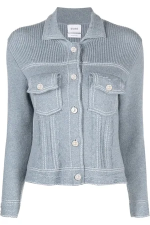 Barrie Contrast-stitch knitted jacket