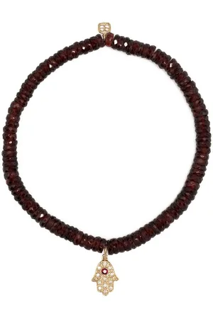 Sydney Evan 14kt yellow gold garnet beaded bracelet