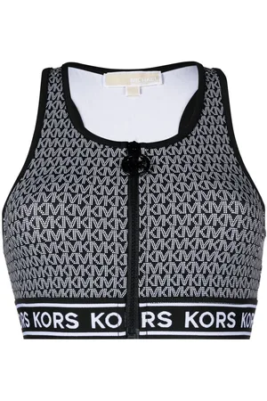 Michael Kors Monogram-print zip-up bikini top