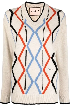 Plan C Intarsia-knit long-sleeved jumper