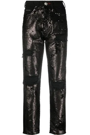 Philipp Plein Sequin-embellished high-waisted jeans