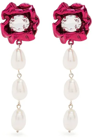 Sterling King Lola crystal pearl drop earrings