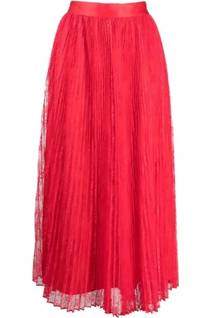 Twin-Set Lace-trim pleated skirt