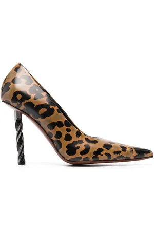 Vetements Drill-heel leopard-print pumps