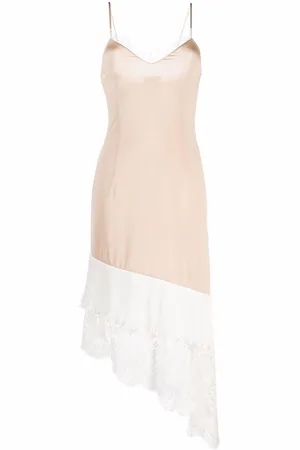 Vetements Lace-panelled asymmetric slip dress