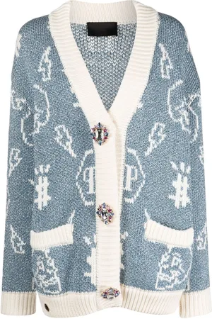 Philipp Plein Intarsia-knit logo cardigan