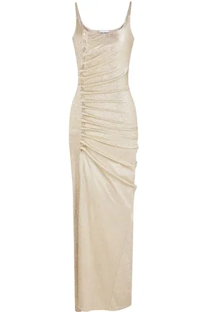 Paco rabanne Button-embellished ruched maxi dress