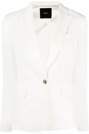 Pinko Peak lapel linen-blend blazer