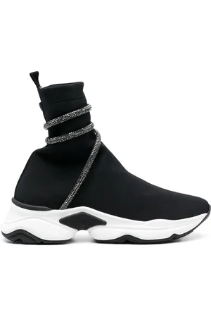 RENE CAOVILLA Glitter-wrap sock-ankle sneakers