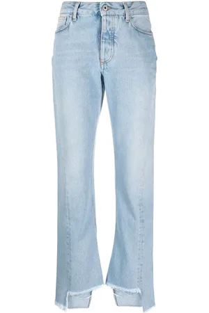 OFF-WHITE Frayed-edge straight-leg jeans