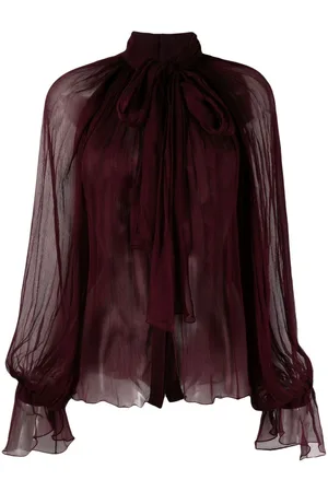 Atu Body Couture Semi-sheer tie-neck blouse