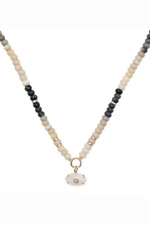 Sydney Evan 14kt yellow gold diamond and opal beaded necklace