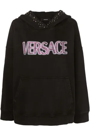 VERSACE Logo-print studded hoodie