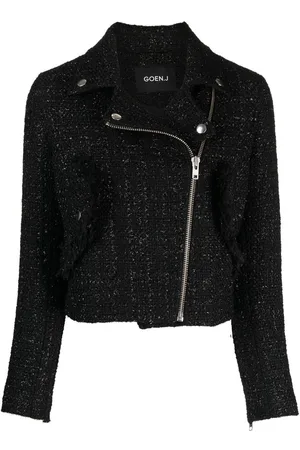 GOEN.J Tweed cropped biker jacket