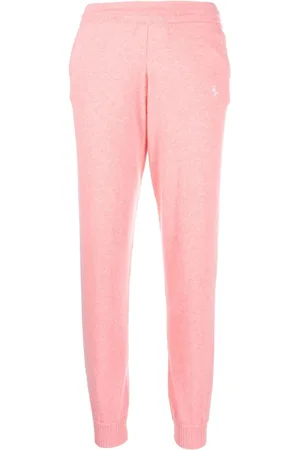 Sporty & Rich Embroidered-logo cashmere track-pants