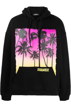 Dsquared2 Palm-tree print cotton hoodie