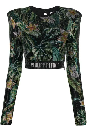 Philipp Plein Crystal-embellished long-sleeved top