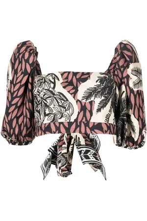 JOHANNA ORTIZ Graphic-print puff-sleeve blouse