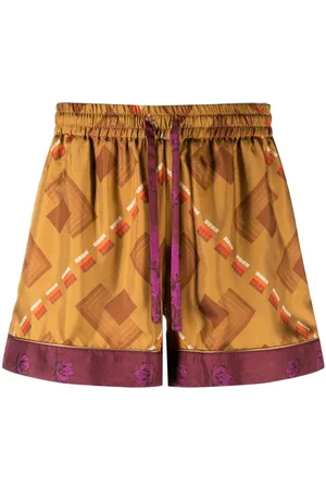PIERRE-LOUIS MASCIA Aloe geometric-print silk shorts