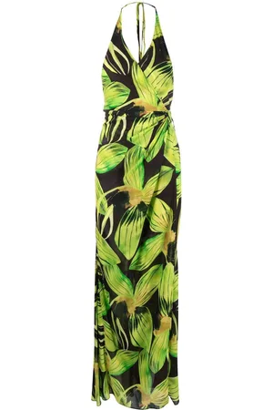 Louisa Ballou Floral-print halterneck dress