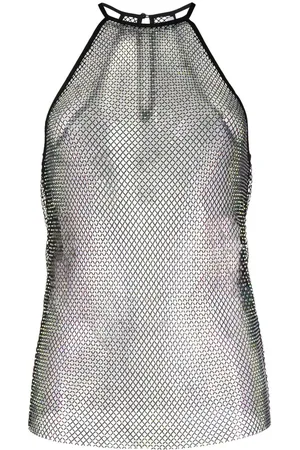 Patrizia Pepe Crystal-embellished mesh top