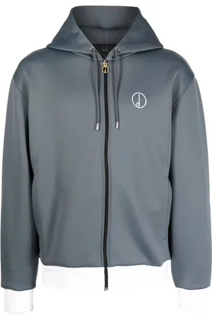 Dunhill Embroidered-logo zip-up hoodie