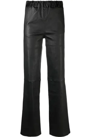 arma leder Straight-leg leather trousers