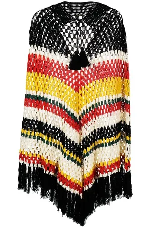 DODO BAR OR Crochet-knit fringed-edge cape