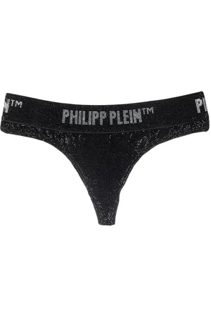 Philipp Plein Metallic crystal-embellished thong