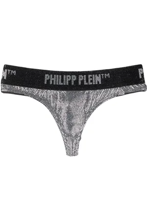 Philipp Plein Metallic crystal-embellished thong