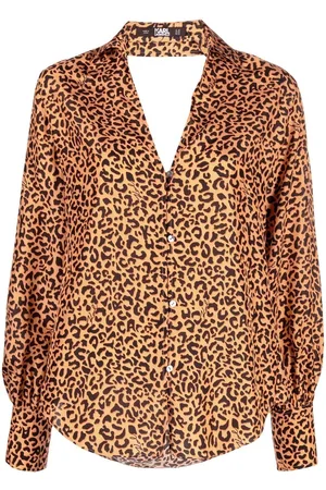 Karl Lagerfeld Ženy Bez zad - Leopard-print backless silk blouse